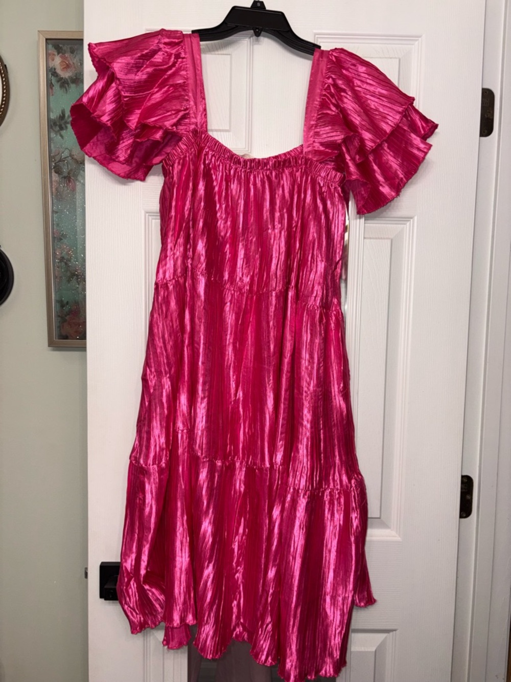 Hot Pink Square Neck Midi Dress NWT - Picture 5 of 5